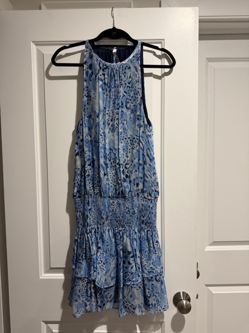Ramy Brook Light Blue Printed Tiered Sleeveless Dress